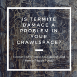 A picture of a tree trunk with the words is termite damage a problem in your crawlspace