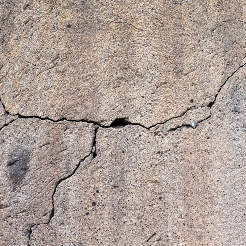 close up of crack in concrete structure