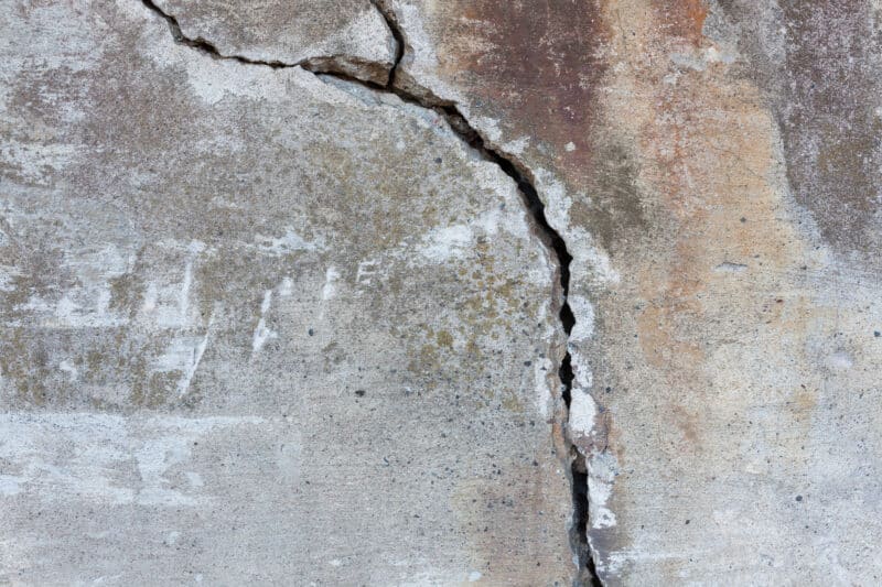 big crack in home's foundation. Foundation repair